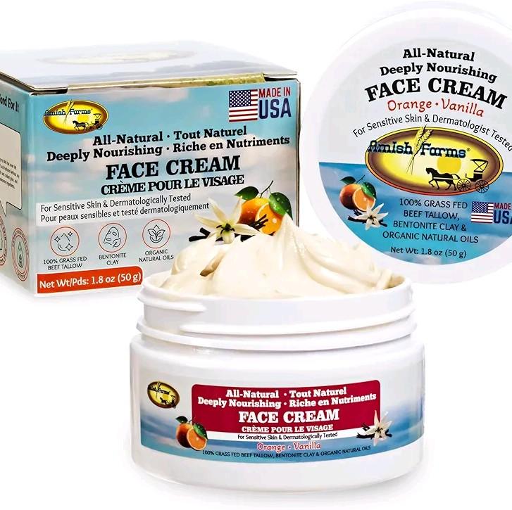 Amish Farms - All Natural Tallow Face Cream:  From The Makers of Amish Farms Soap- Facial Skincare - Skin Repair