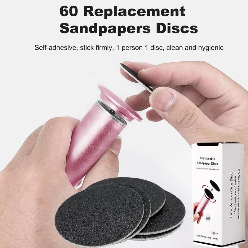 Electric Foot Callus Remover,Speed Adjustable Professional Pedicure Machine with 60 PCS Replacement Sandpaper Disks and Brush, Foot Care Tool to Remove Dry, Dead,Hard, Cracked Skin&Calluses Manicure Nail Nail Care Cutics Nail Art