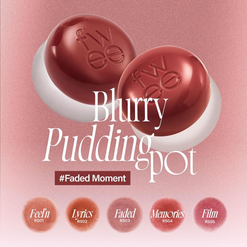 [Fwee] Lip&Cheek Blurry Pudding Pot | Blushed Moment - Crush | Makeup Blush, Buildable Lightweight, Multi-Use Soft Matte Finish | 5g Cosmetic