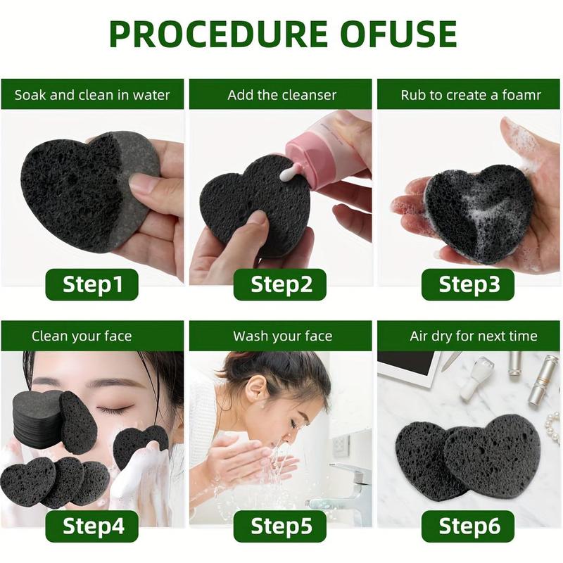 20pcs Compressed Facial Sponge, Heart Shape Facial Cleansing Sponge, Spa Facial Sponges