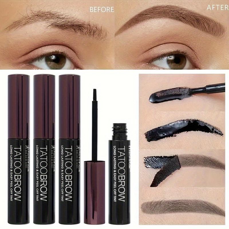 3pcs Waterproof Semi-Permanent Eyebrow Gel - Long-Lasting Tattoo, Easy Peel-Off, Sweatproof Brow Tint For Flawless Brows