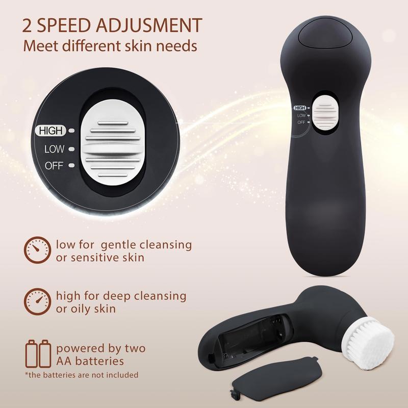 Face Scrubber | Facial Cleansing Brush Exfoliator Skin Care Products Beauty Products Powered Electric Wash Exfoliating Spin Cleanser Cleaning Scrub Including 7 Heads (Onyx)