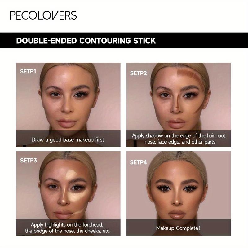 Double-Headed Contouring Stick - Contour Creams for Three-Dimensional Nose Bridge Shadow, V Face, and High Nose Bridge Face Makeup with Dual-Purpose Concealer and Highlighter