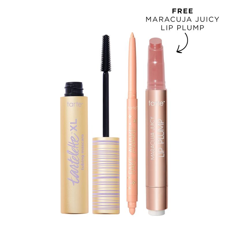 tarte maracuja juicy lip plump, XL tubing mascara and fake awake set