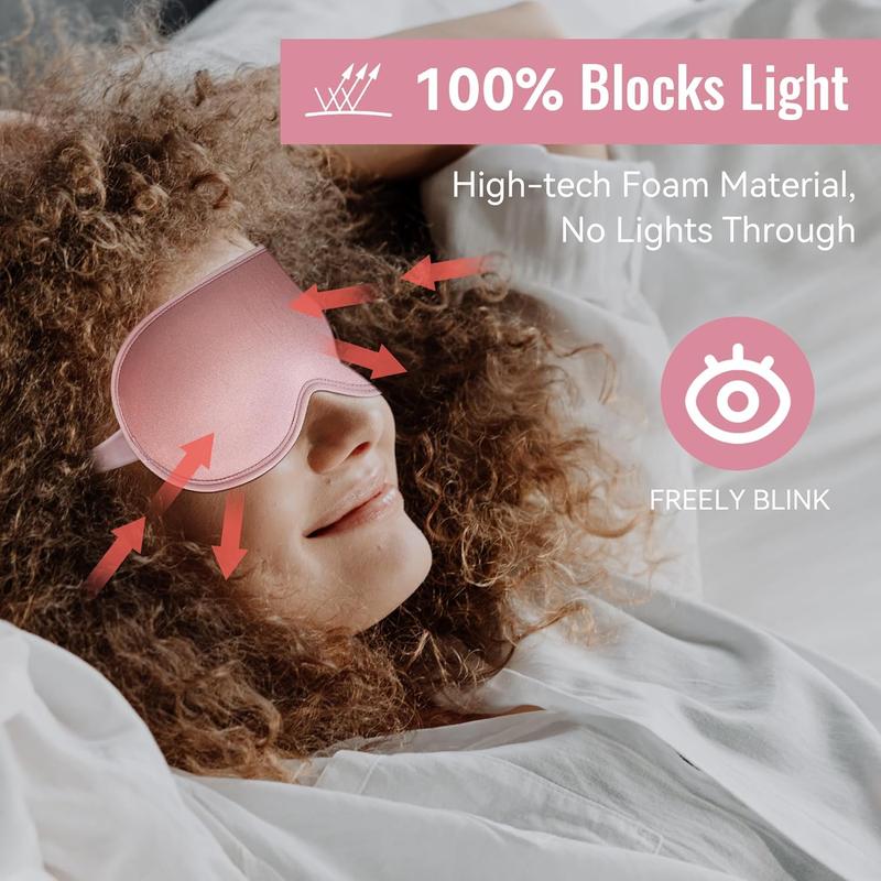 Sleep Mask,Upgraded 3D Deep Contoured Eye Mask for Sleeping,No  Eye Covers 99% Block Out Light Eye Mask with Adjustable Elastic Strap for Sleeping, Yoga, Traveling (,Pink) Foam Relaxing