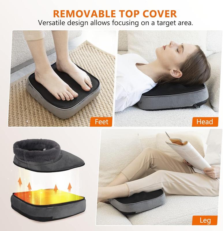 Shiatsu Foot Massager Machine, 2-in-1 Foot and Back Massager with Heat, Kneading Foot Massager with 3 Adjustable Heating Levels, 15 20 30 Mins Auto Shut-Off Foot Warmer for Home Office (Gray)