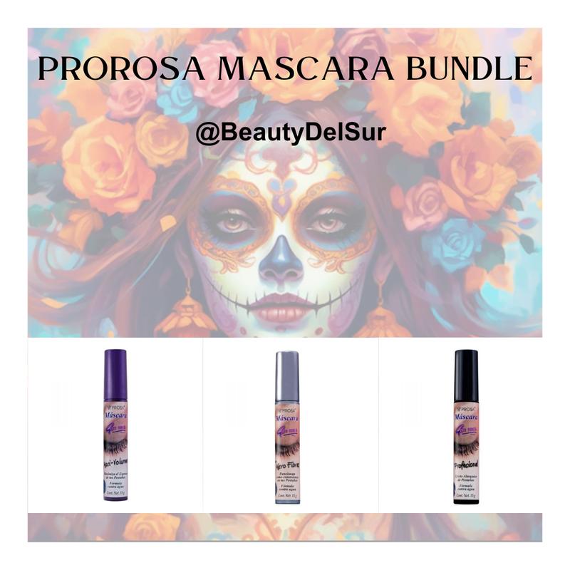 ProRosa Mascara Trio Bundle - Waterproof for Long-Lasting Makeup - Cosmetic