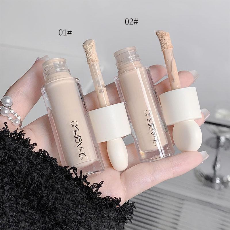 Long Lasting Liquid Concealer, 2 Counts set Moisturizing Concealer Cream, Full Coverage Flawless Facial Makeup Cream, Lightweight Highlighting Concealer for Covering Dark Skin