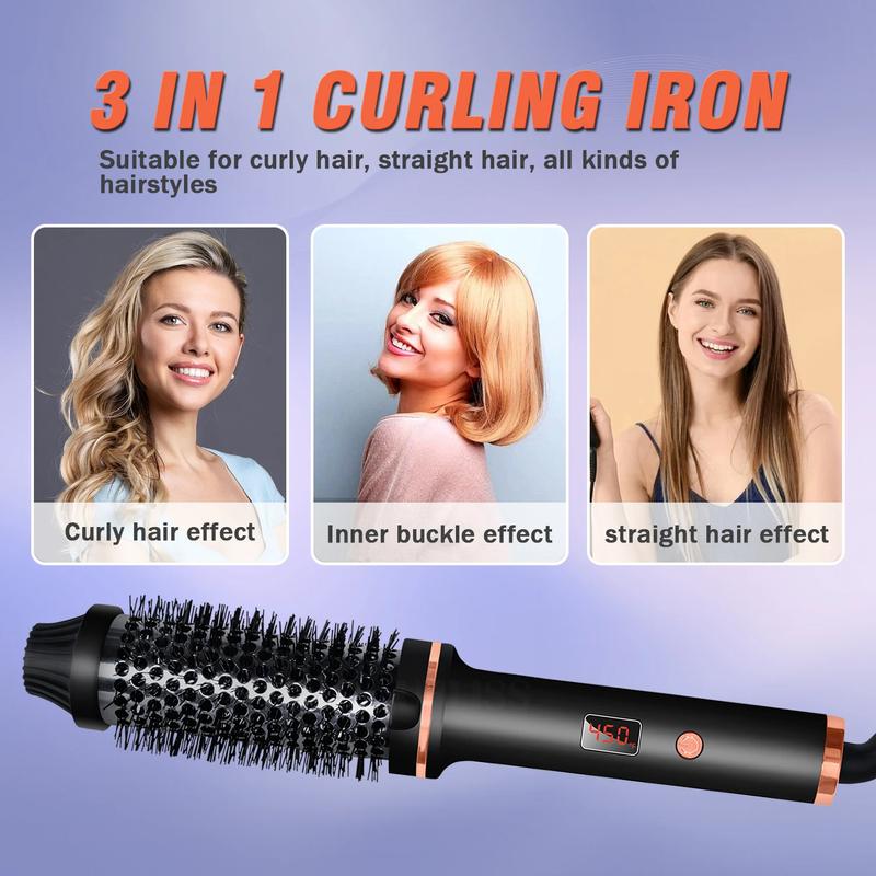 Women 3 in 1 Hair Curler Brush, Hot Air Brush Comfort Fast Heating Hair Curler, Comfort Hot Air Brush, Thermal Brush Hair Care Hair Comb, Hair Styling Tool for Home & Travel