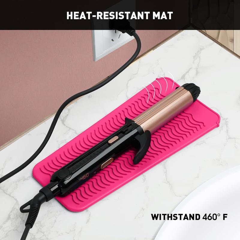 Resistant Silicone Mat Pouch for Flat Iron, Curling Iron,Hot Hair Tools (Hotpink)