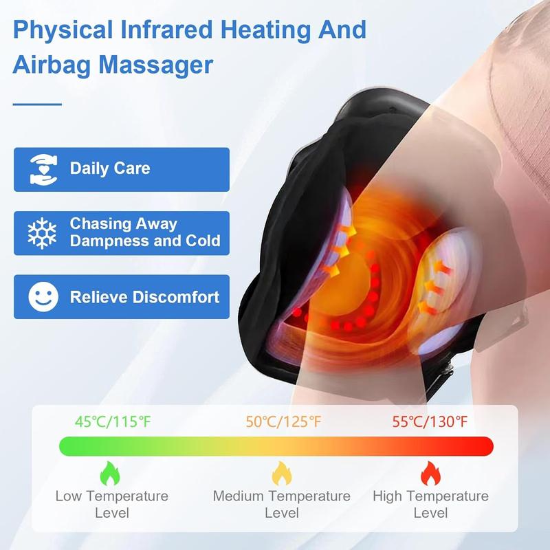 JOYYE Knee Massager,Heat and Vibration,Portable Rechargeable Massager for Knee Discomfort,Adjustable Temperature,with Clear LED Screen,Muscle Relaxation Gift Cordless Daily Lightweight Relaxing