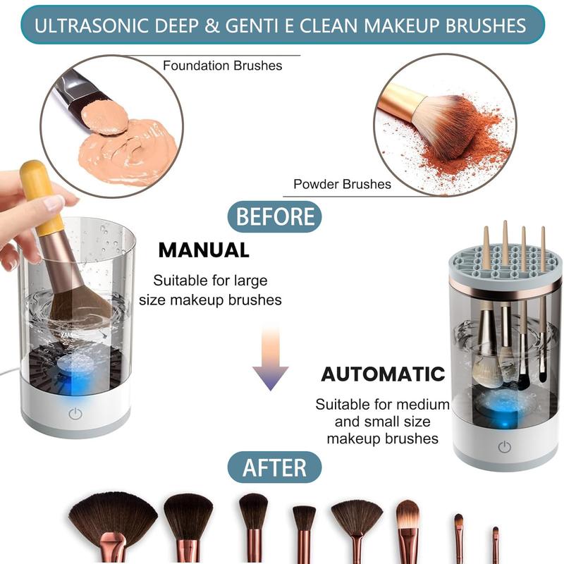 Brushblast Pro Makeup Brush Cleaner, Auto-Rotating Cozy Luna Brush Cleaner for Deep Cleaning, Upgraded & No Need to Install, One-Click Operation, Suitable for All of Makeup Brushes