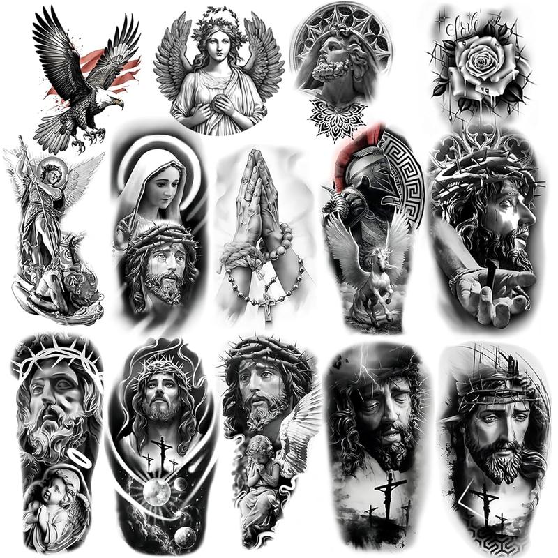 Temporary Religious Tattoos, Angels, Jesus, Mary, Stickers, Jesus Temporary Tattoo, Christ Temporary Tattoo, Angel Temporary Tattoo, arge temporary tattoos for men and women