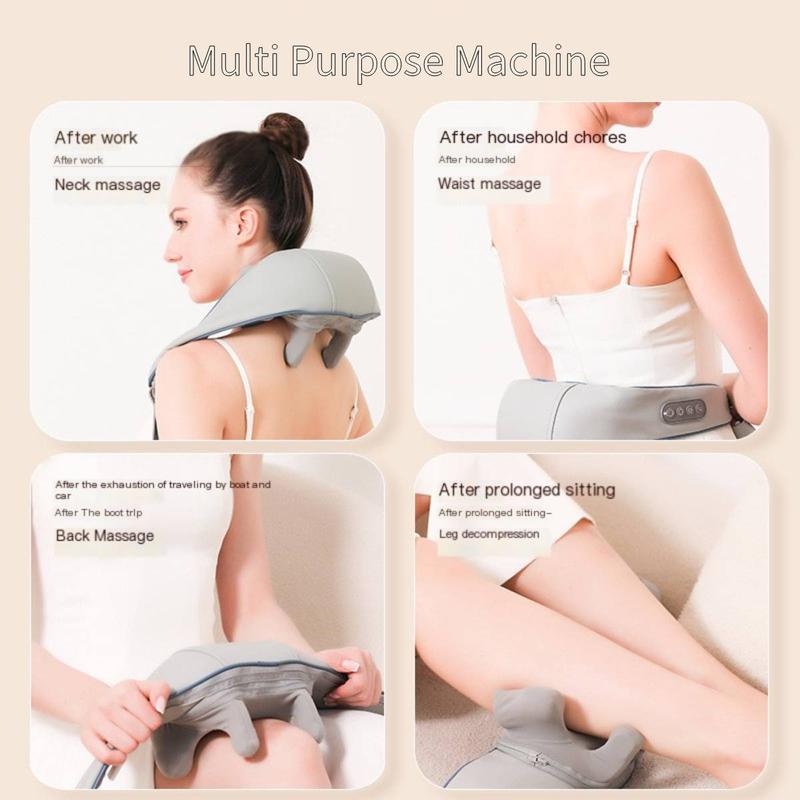 USB Rechargeable Wireless Neck & Shoulder Massager, Portable Electric Massager, Deep Tissue Relief Massage Pillow for Home & Office Use