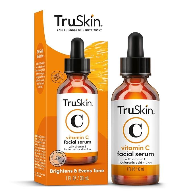 TruSkin Vitamin C Serum – Anti Aging Facial Serum with Vitamin C, Hyaluronic Acid, Vitamin E & More – Brightening Serum for Dark Spots, Even Skin Tone, Eye Area, Fine Lines & Wrinkles, 1 Fl Oz fresh  skin collagen boost nourish skin Skincare Skin Repair