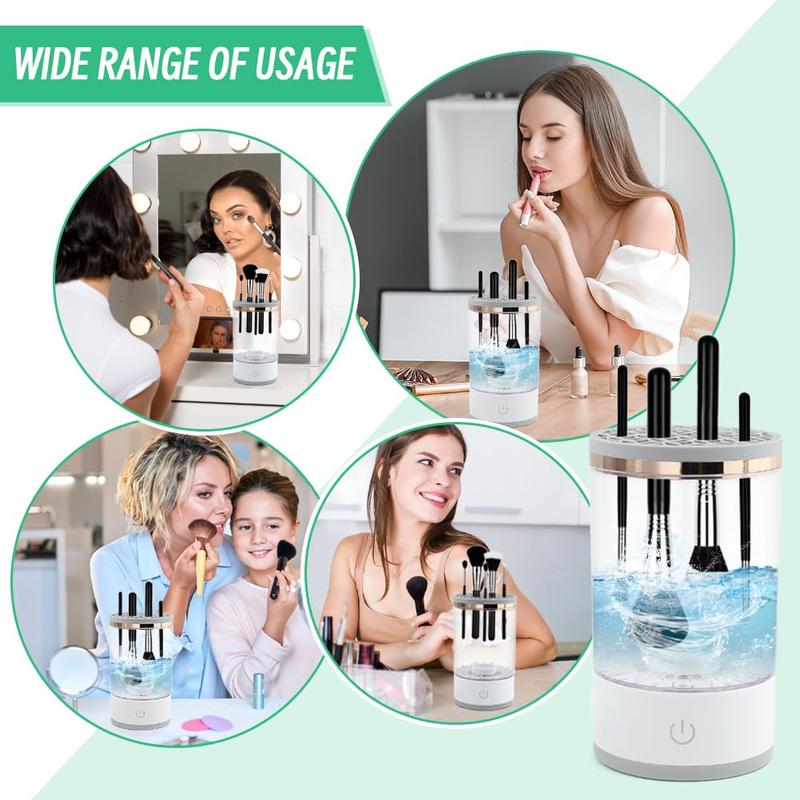 Electric Makeup Brush Cleaner, 1 Box Portable Makeup Brush Cleaning Machine with Brush Cleaning Pad and Massage Facial Brush, Makeup Tool for Women & Girls, Christmas Gift