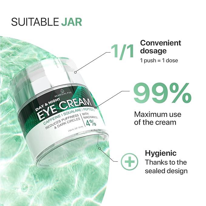 REMEDIAL PAX - Eye Cream for Dark Circles and Puffiness  Collagen for Wrinkles, Day & Night Caffeine Eye Cream Comfort Long Lasting Gentle moisturize cream