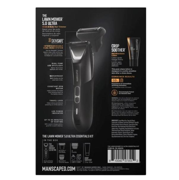 Manscaped - The Lawn Mower 5.0 Ultra Hair Trimmer Essentials Kit - Black