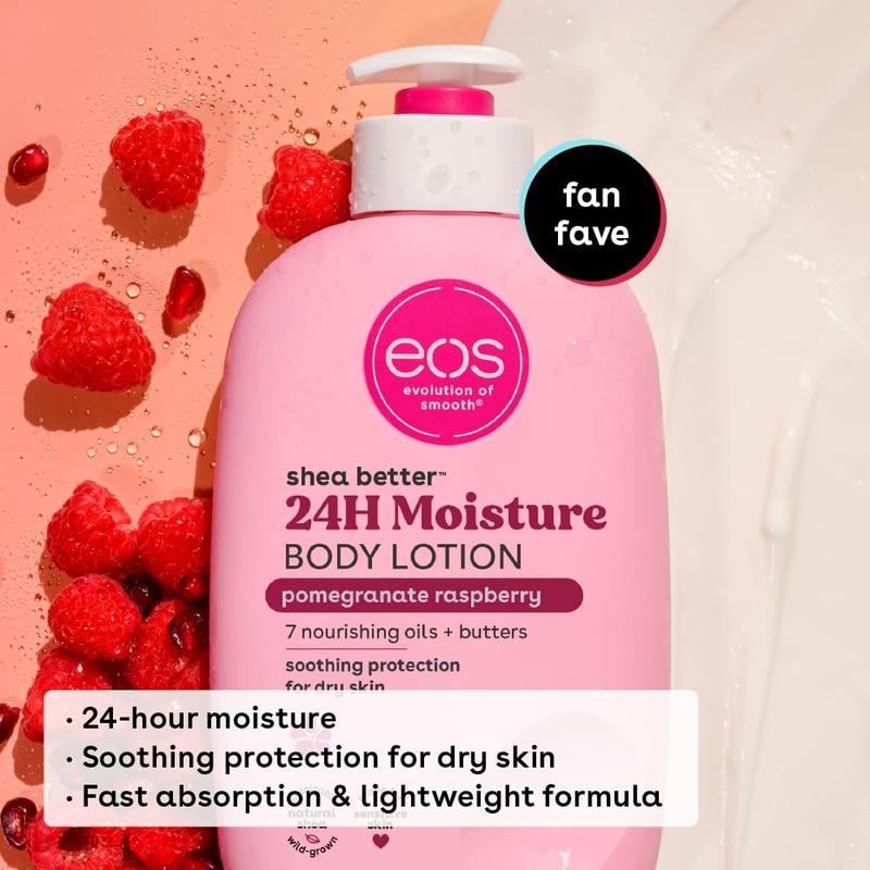 eos Shea Better Body Lotion- Pomegranate Raspberry, 24-Hour Moisture Skin Care, Lightweight & Non-Greasy, Made with Natural Shea, Vegan, 16 fl oz