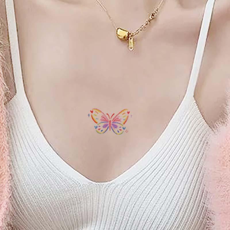 Butterfly & Heart Pattern Temporary Tattoo Sticker, 8 Counts set Long Lasting Waterproof Fake Tattoo Sticker, Body Art Sticker for Women & Men