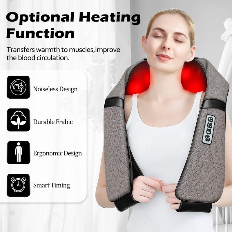 Electric Neck Back Massager 3D Kneading with Heat For Shoulder, Lower Back, Foot, Leg Muscles Pain Relief Relax in Car Office and Home