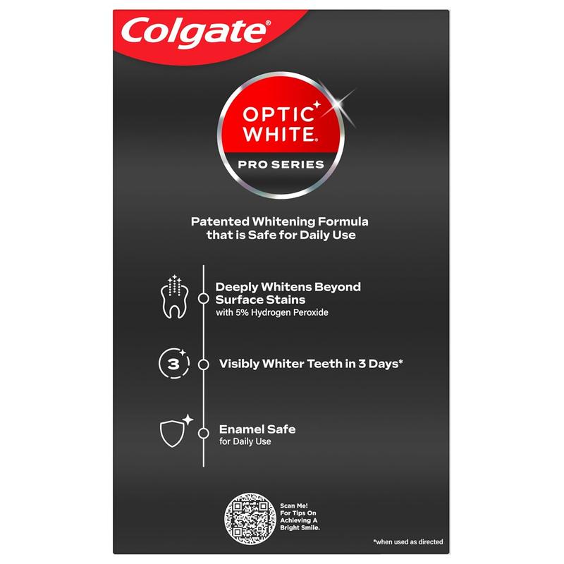 Colgate Optic White Pro Series Whitening Toothpaste with 5% Hydrogen Peroxide, Stain Prevention, 3 oz Tube, 2 Pack