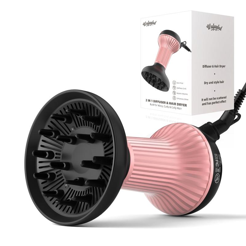 WUFAYHD Diffuser Hair Dryer for Curly Hair: Professional 2 in 1 Diffuser & Hair Dryers with Ionic & Ceramic Technology for Wavy Hair Enhances Curls and Waves While Reducing Frizz, Gifts for Women temperature control