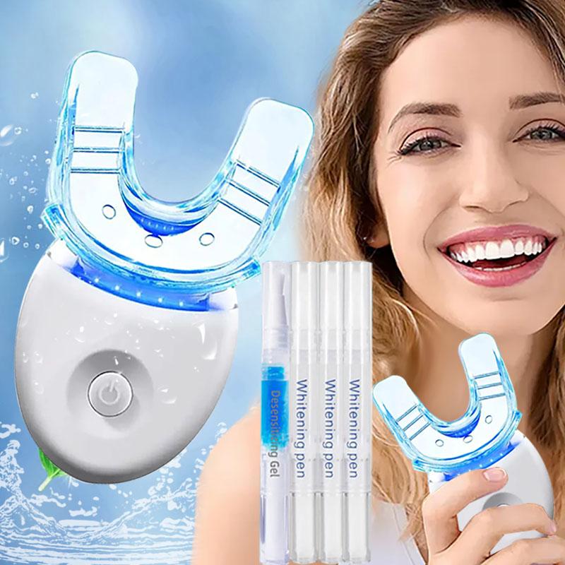 ANTeeth Whitening Kit - 5X LED Light Tooth Whitener with 3pcs Whitening pens,1 Desensitization pen,1 Mouth Trays Restores Your White Smile,pefect gift for girlfriend