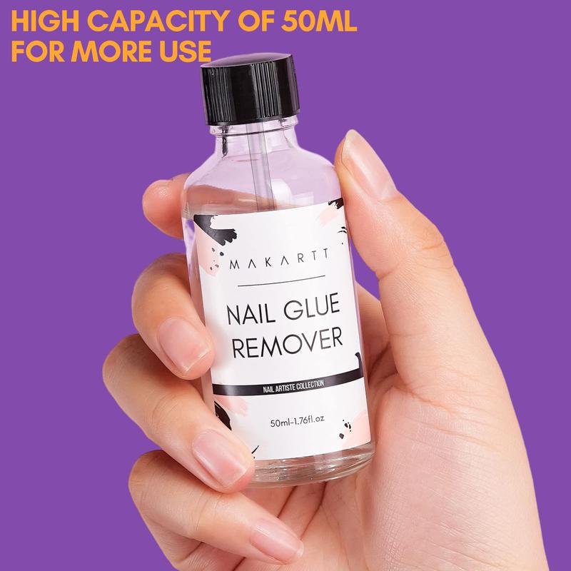 Makartt Nail Glue Remover for Acrylic Nails Press on Nails, 50ML Debonder, Nail Tips Fake Nail Adhessive Remover without Acetone, Can't Remove Gel Nail Polish sallys nailglue Brush Nail Care Uv Manicure