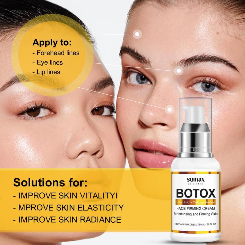 Botox Firming Cream, Moisturizing Facial Massage Cream, Refreshing and Non-greasy Day and Night Face and Neck Care Cream for Men and Women, Christmas Gift