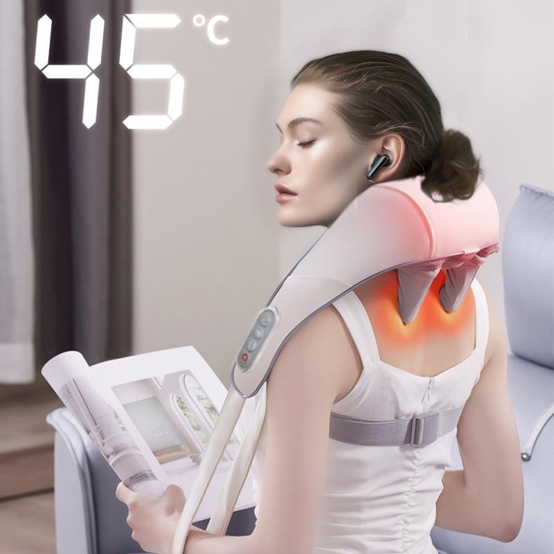 Neck & Shoulder Massager, Back & Waist Heating Massage Pillow, Multifunctional Comfort Home Neck Massager, Fitness Accessories for Back, Waist, Leg, Foot Relaxation, Christmas Gift