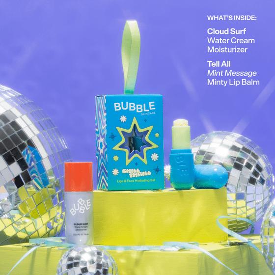 Bubble Skincare Chill Thrill Holiday Gift Set | Includes Cloud Surf Moisturizer & Mint Lip Balm, For All Skin Types