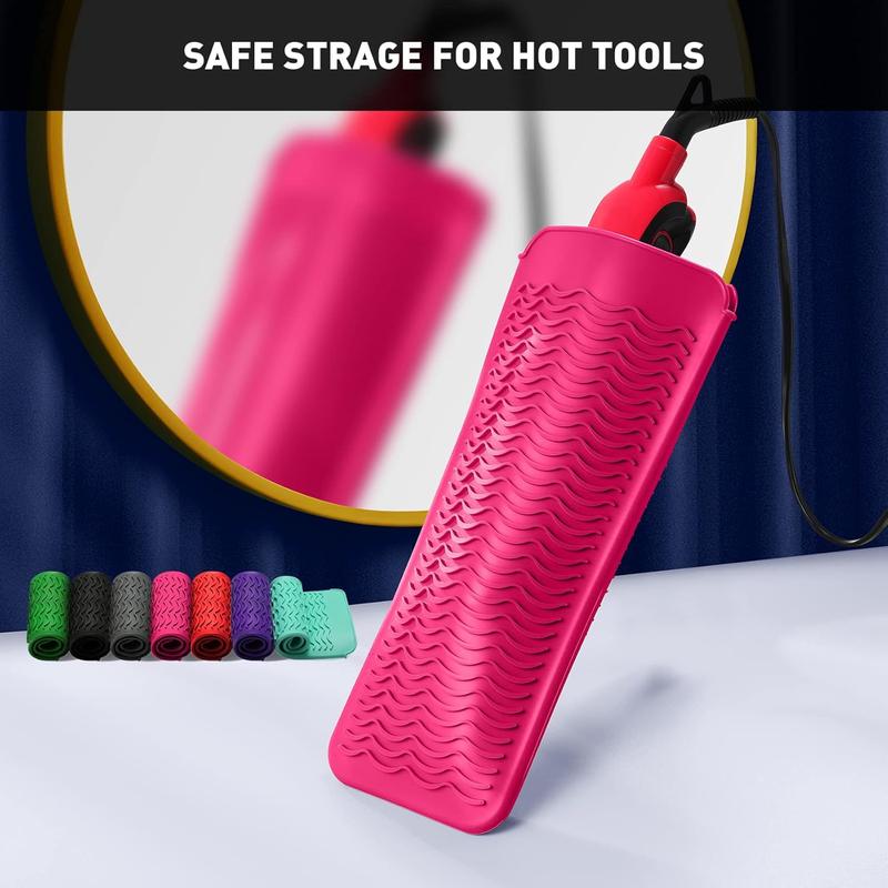 Resistant Silicone Mat Pouch for Flat Iron, Curling Iron,Hot Hair Tools (Hotpink)