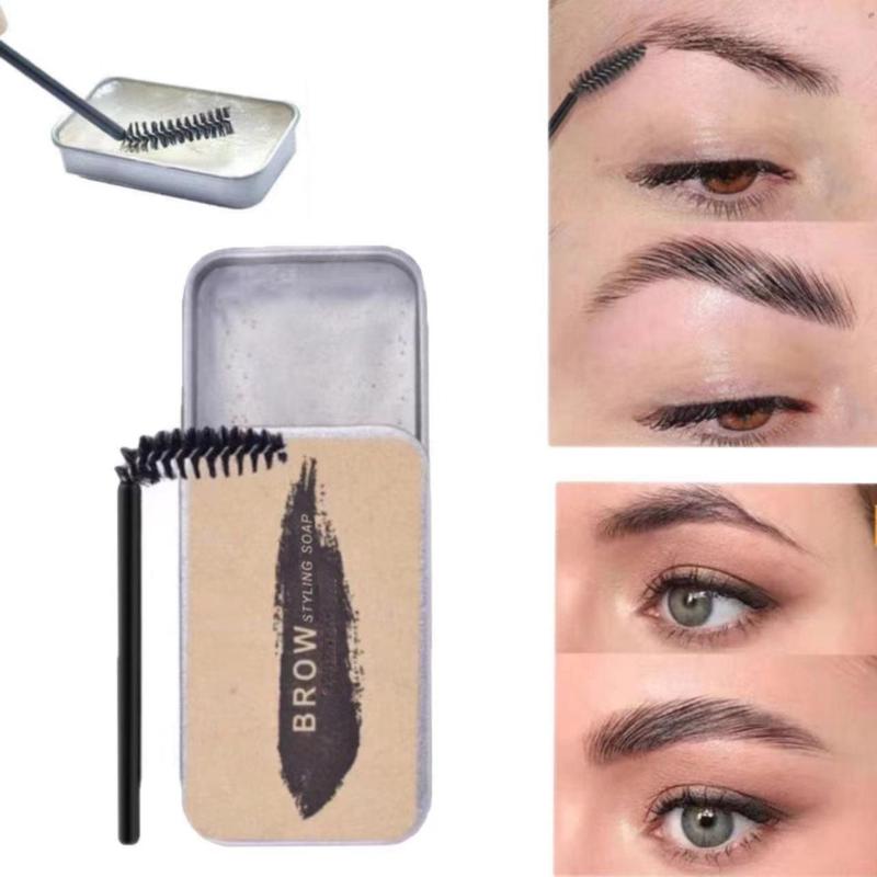 Eyebrow Styling Soap with Eyebrow Brush, 1 Set Eyebrow Shaping Wax Cream & Eyebrow Brush, Long Lasting Eyebrow Gel Eye Brow Stereotyped Cream