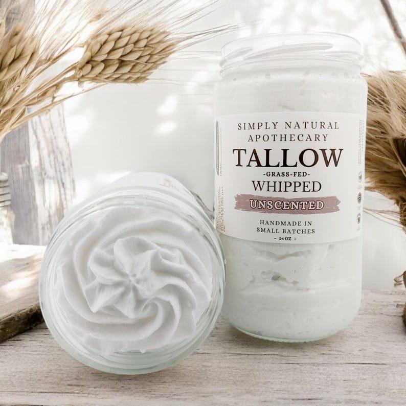 Tallow Face Cream, All Natural Whipped Grass-Fed Beef Tallow Skin Moisturizer Balm, Organic Hand Cream, Unscented Fragrance-Free 24 oz