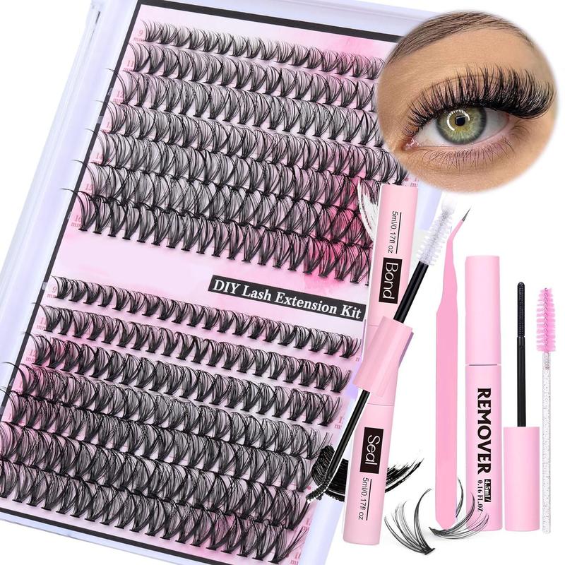 False Eyelashes Kit, 280pcs set Individual False Eyelashes with Eyelash Glue & Tweezers & Brush & Glue Remover, Eye Makeup Enhancement Tool for Women