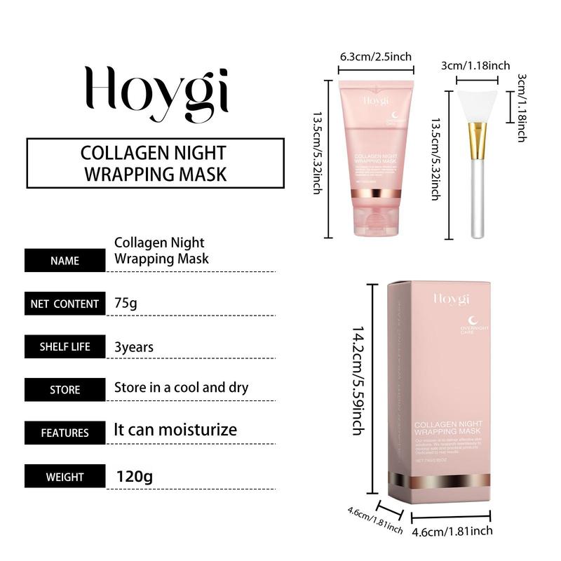 Collagen Night Wrapping Mask, 3 Counts set Moisturizing Facial Mask, Deep Cleansing Facial Mask, Facial Skin Care Product for Women & Men