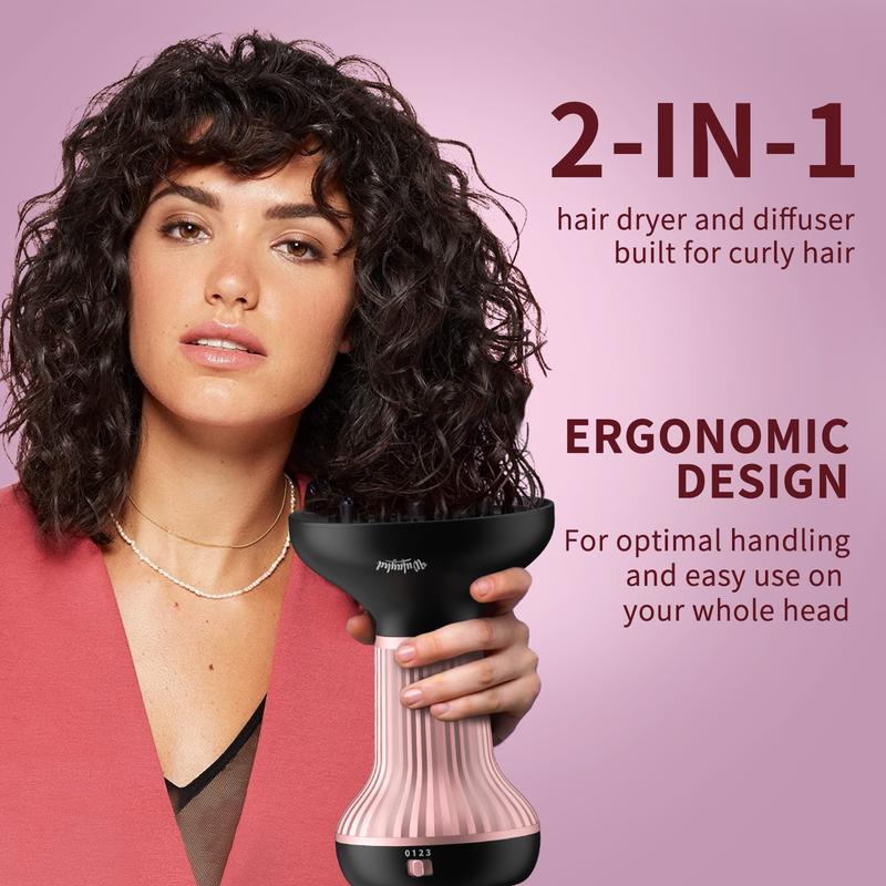 WUFAYHD Diffuser Hair Dryer for Curly Hair: Professional 2 in 1 Diffuser & Hair Dryers with Ionic & Ceramic Technology for Wavy Hair Enhances Curls and Waves While Reducing Frizz, Gifts for Women temperature control