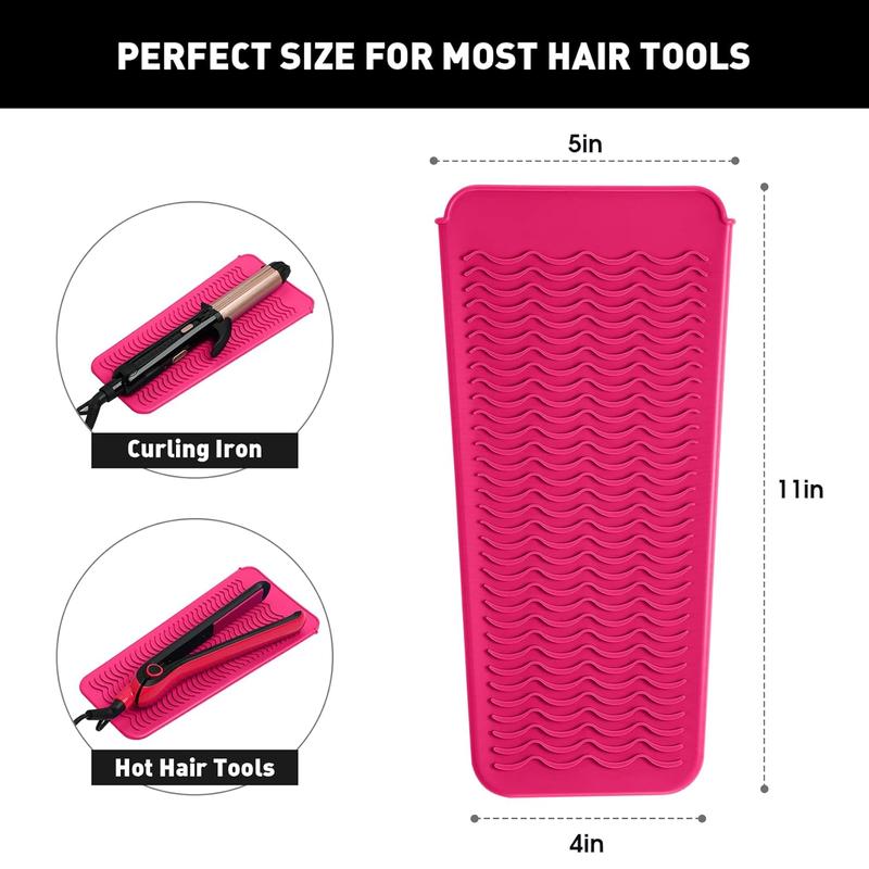 Resistant Silicone Mat Pouch for Flat Iron, Curling Iron,Hot Hair Tools (Hotpink)