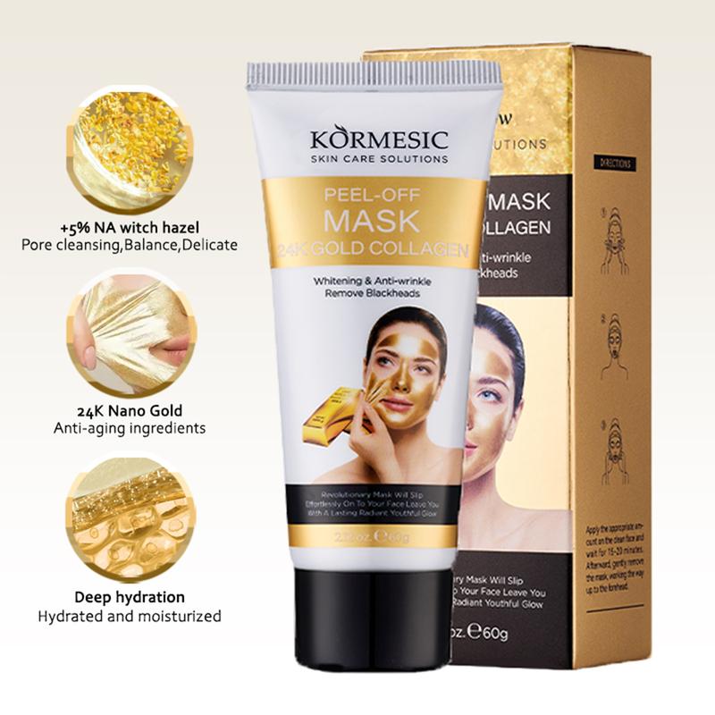 24K Nano Gold Peel-Off Face Mask with Witch Hazel North America, Blackhead Remover & Anti-aging Mask for all skin types.[+5$ Get 2Pcs]