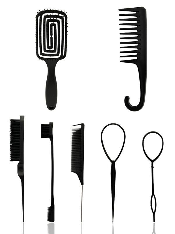 Solid Color Hair Accessory Tool Set, Including Air Cushion Comb, Wide Tooth Hook Comb, Three-row Brush, Pointed Tail Comb, Professional Hair Accessory Tool Set