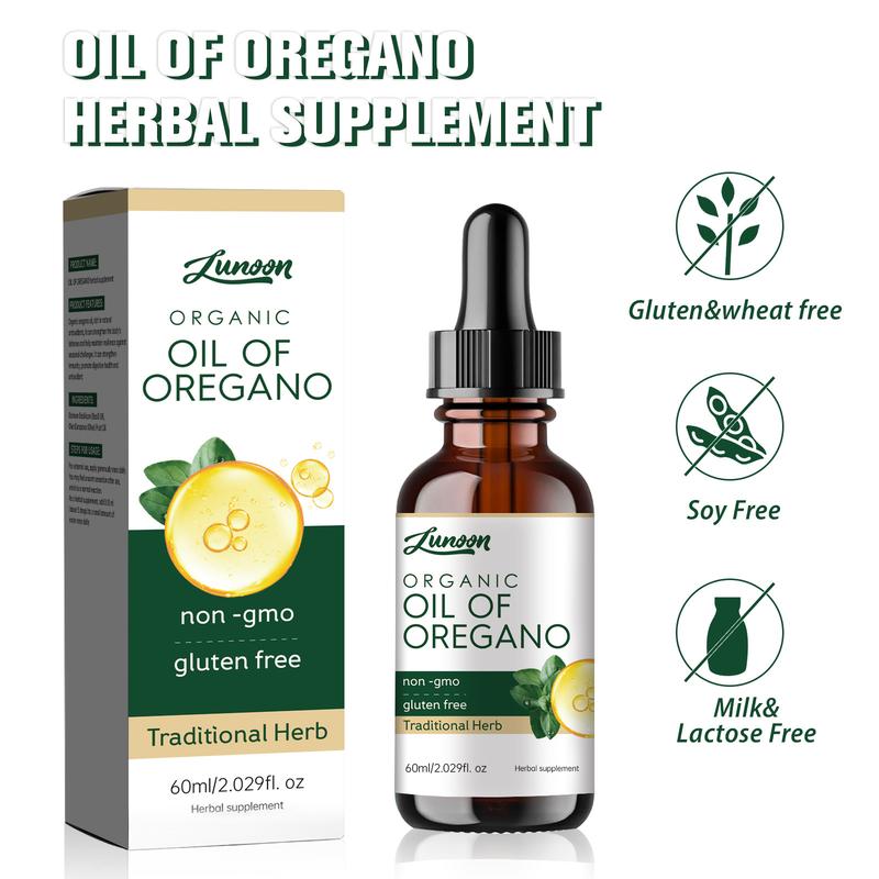 LUNOON Organic Oregano Oil, Deeply Hydrating and Nourishing,60ml Oregano Oil, Gentle Drops Oregano oil drops