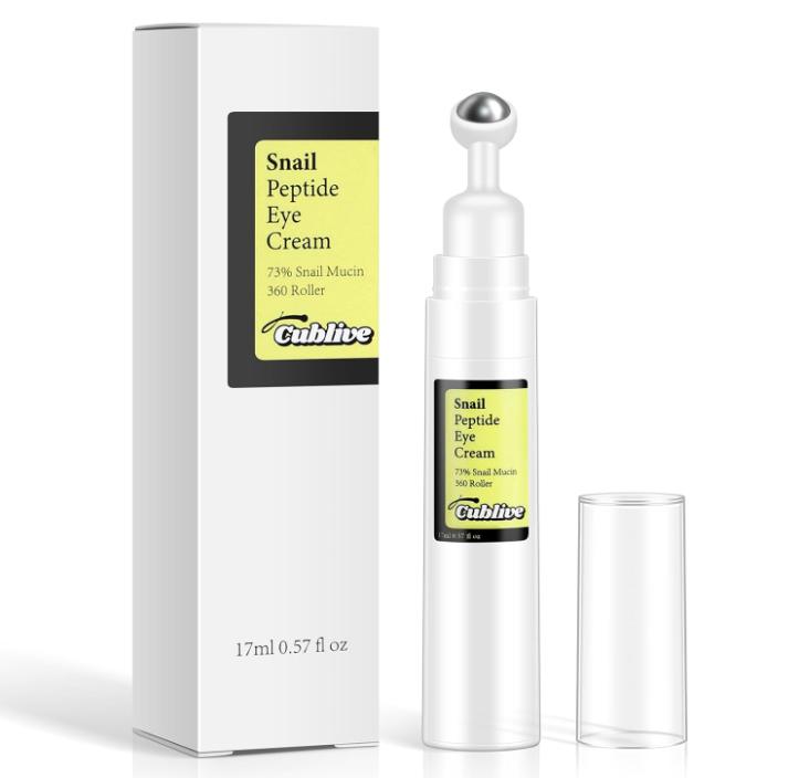 Snail Peptide Eye Serum and Under Eye Roller Cream for Dark Circles and Puffiness, Niacinamide and Snail Mucin Eye Cream with 360° Massage Ball Reduce Wrinkles and Fine Lines