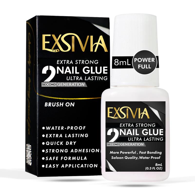 2nd Gen Super Strong Nail Glue - Salon Quality, Extra Strength for Acrylic, Press-On, Fake Nails, Quick Dry, Long Lasting, No Dehydrator and Primer Needed - 8ml