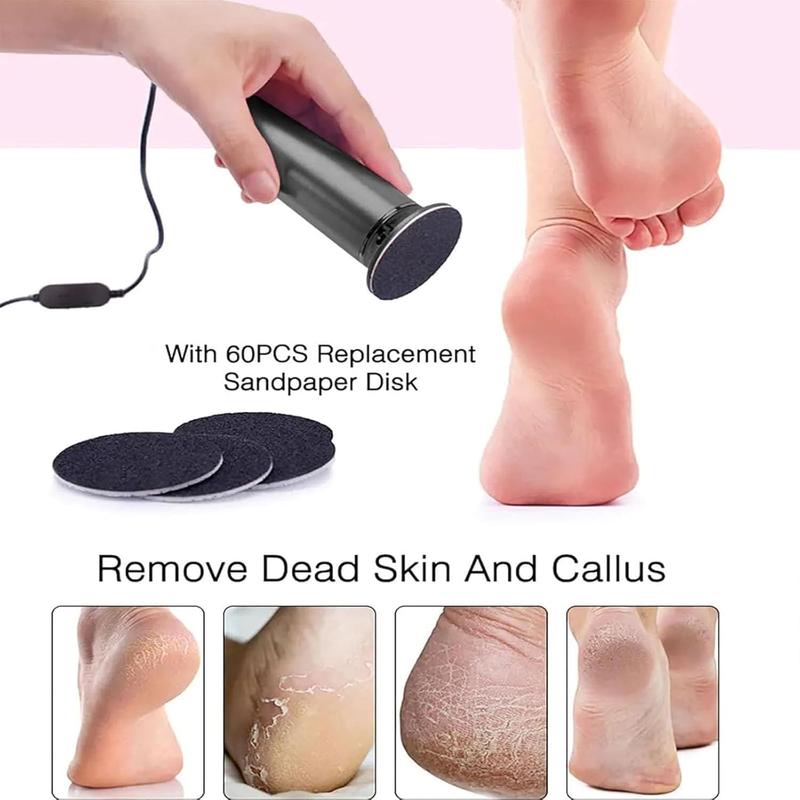 Electric Callus Remover,Foot File Grinder Tool with Speed Controller and 60pcs Replacement Sandpaper Disk for Men Women Dead Dry Crack Skin Calluses