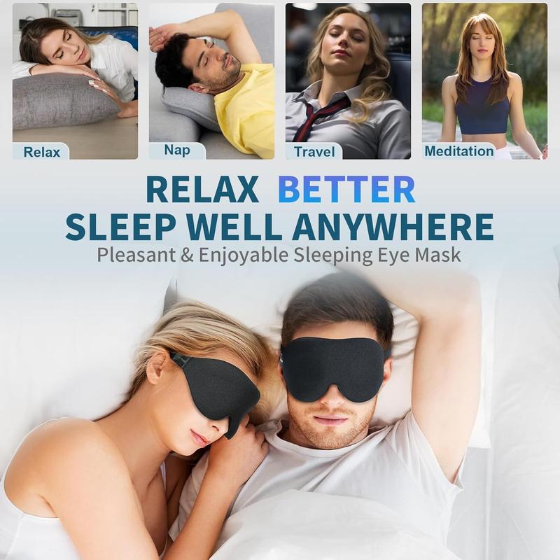 3D Sleep Mask for Side Sleeper, 100% Light Blocking Sleeping Eye Mask for Women Men, Black Comfort Foam