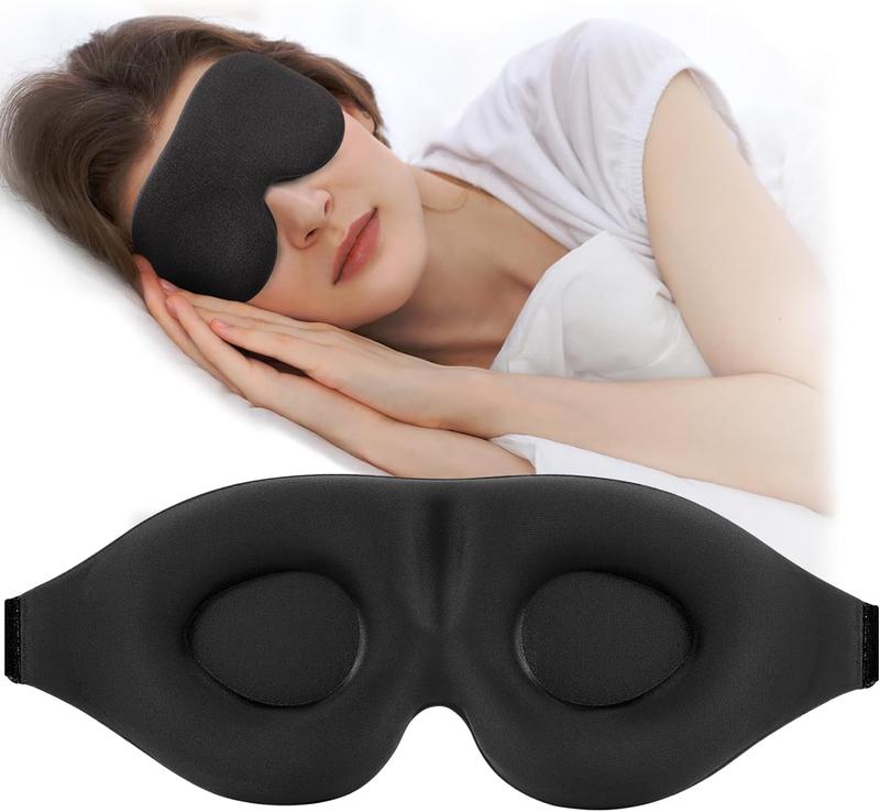 3D Sleep Mask for Side Sleeper, 100% Light Blocking Sleeping Eye Mask for Women Men, Black Comfort Foam