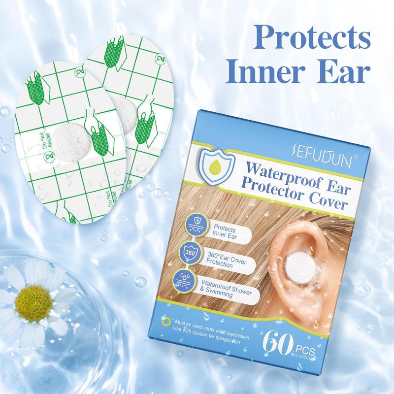 Waterproof Ear Protector Cover, 60pcs box Multifunctional Ear Protector Cover, Ear Protective Film, Ear Protector for Shower Swimming