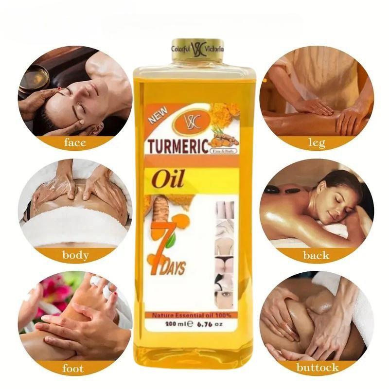 Turmeric Massage Oil, Can Be Used On The Face, Legs, Hands, And Back, Suitable For All Skin Types, With A Fragrant Turmeric Aroma, Suitable For Both Men And Women，6.76oz