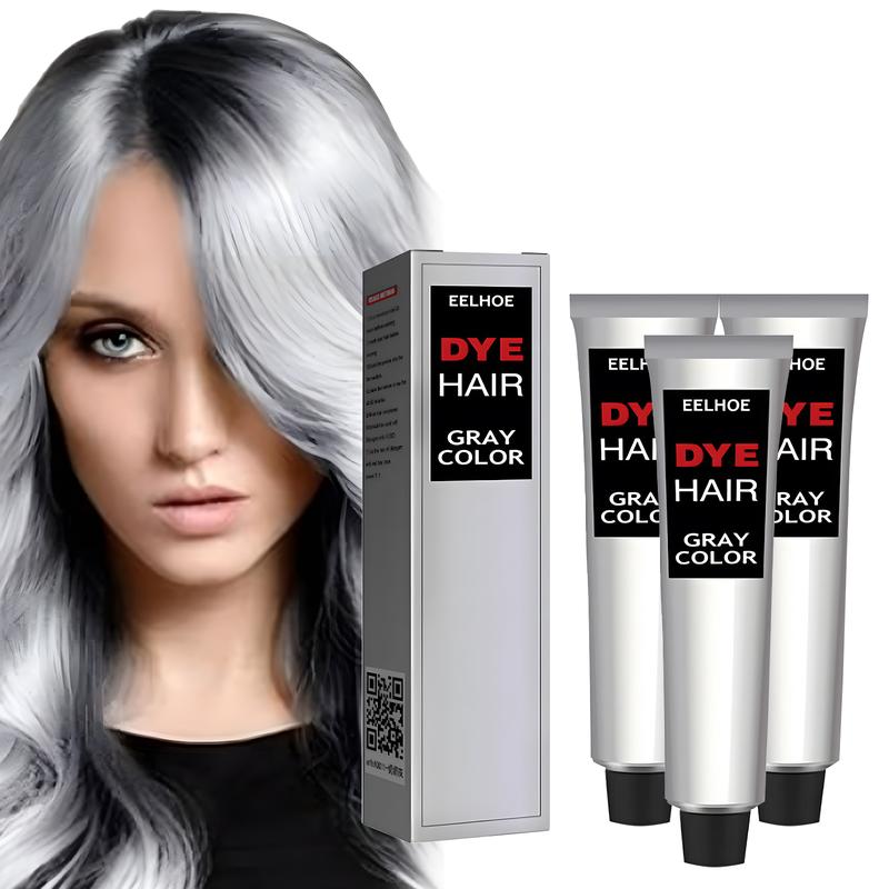 Hallowmas Silver Gray Natural Hair Dye Cream Permanent Sihver Color Cream, Silver Hair Dye, Fashion Dye for Al Hair Types black ha Haircare